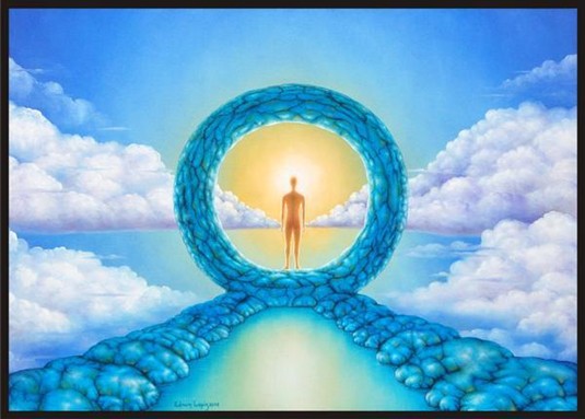 a painting of a person standing in a circle